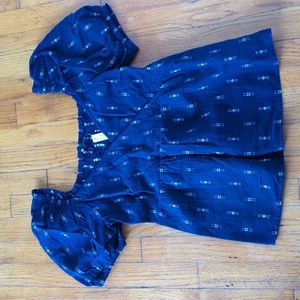 Madewell Jacquard Puff-Sleeve Empire Top